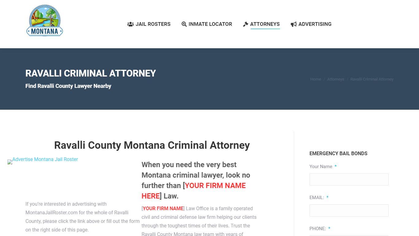 Ravalli Criminal Attorney - MONTANA JAIL ROSTER